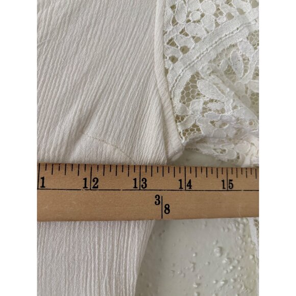 Lost + Wander Lace Crochet  V-Neck Tunic Dress White With Long Sleeves - Picture 12 of 13